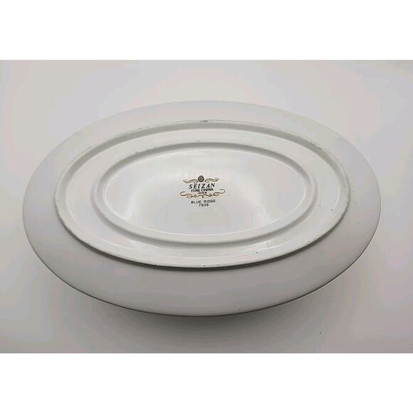 Vtg Seizan Blue Ridge Oval Gravy Boat/Sauce Bowl with Underplate, 9" Porcelain - Picture 4 of 7